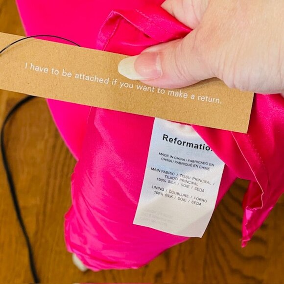 Reformation NWT Marguerite Silk Satin Midi Dress in Flambe NEW 2 - Picture 10 of 12